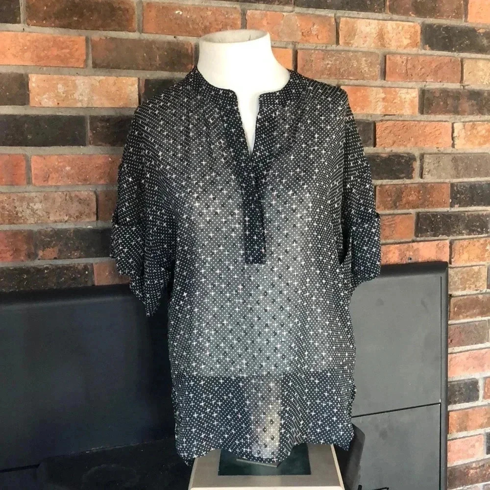 CAbi Sheer Swiss Dot Top
